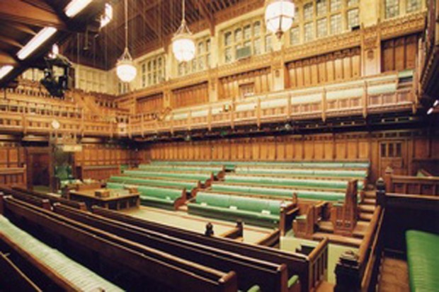 The empty green benches of the house of commons