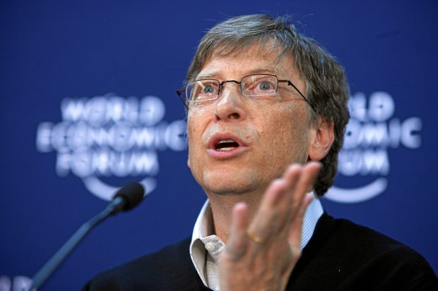 Image of Bill gates addressing the World Economic Forum