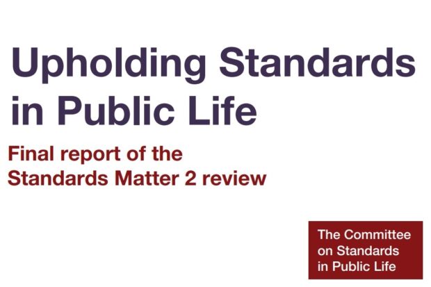 The words 'upholding standards in public life final report of the Standards Matter 2 review' and the Committee's logo